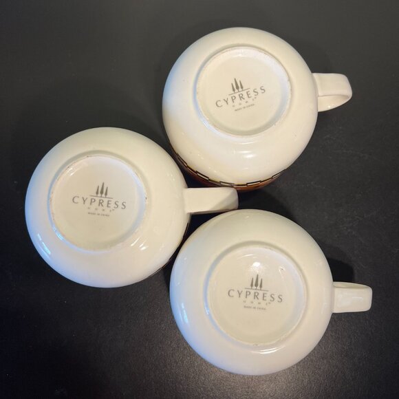 Set of 3 CYPRESS HOME Chef Pattern Ceramic Mugs / Soup Bowls with Handles - Picture 9 of 10